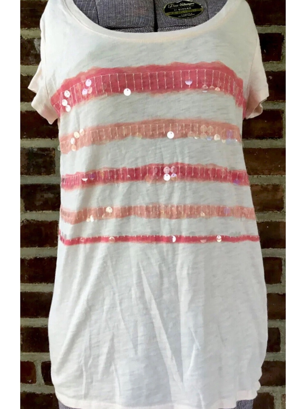 Ann Taylor Loft Short Sleeve Sequin Detail Top Size Medium